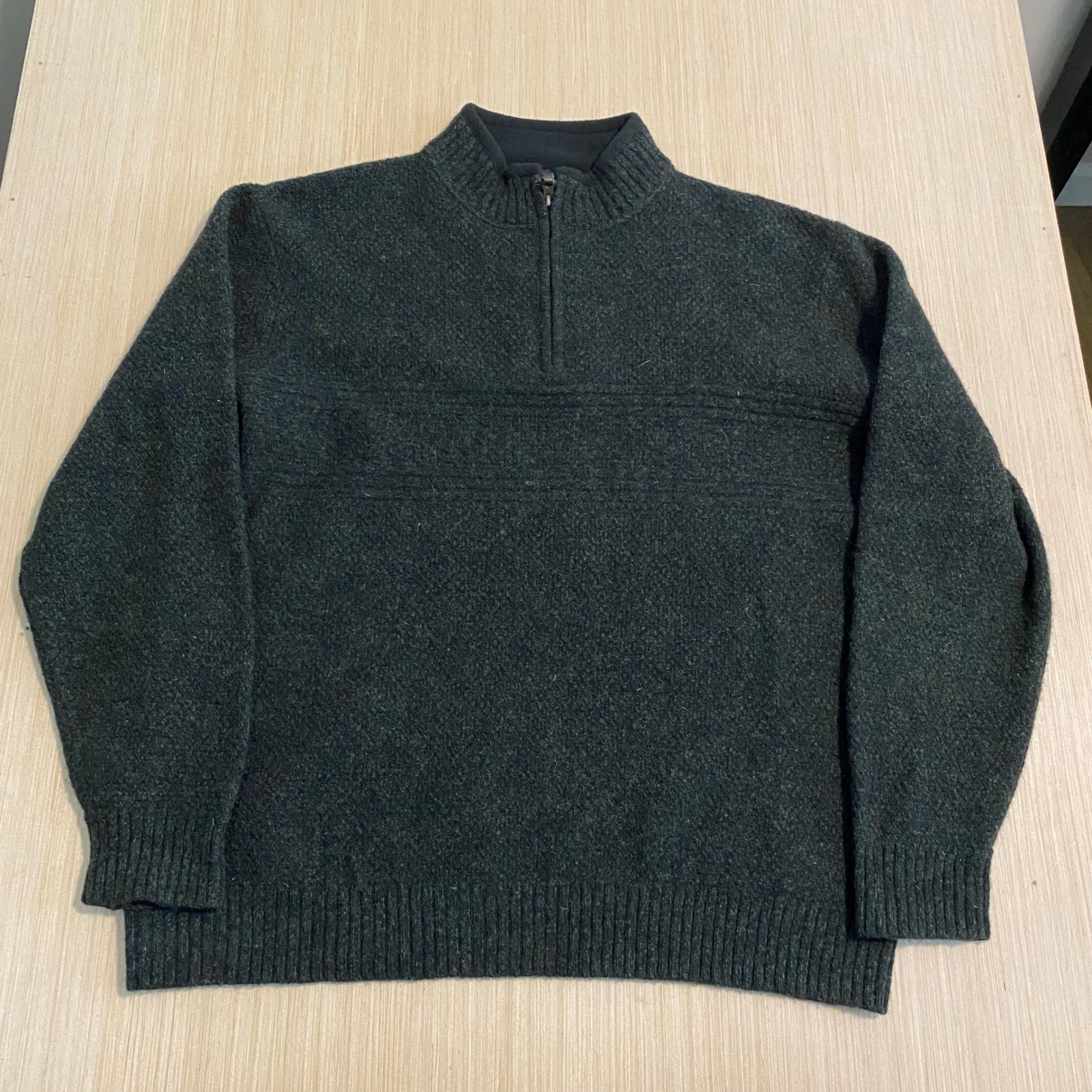 Pendleton Mens Xl Washable Wool Quarter Zip Sweater Hunter Green Pullover Xl